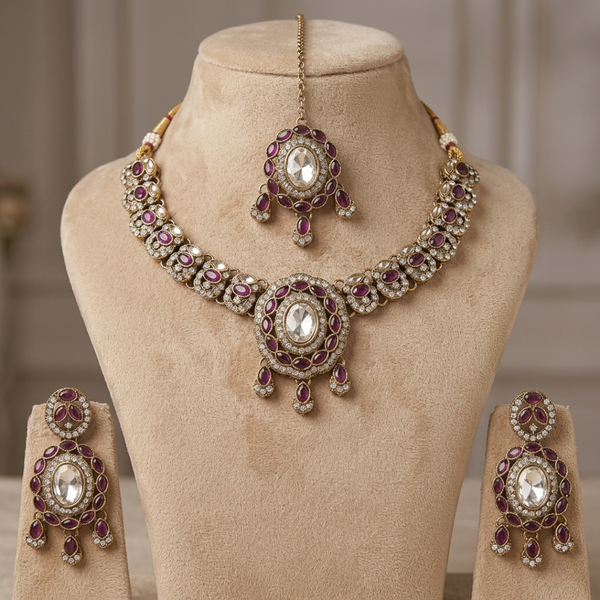 Wine Ruby Crystal Designer Jewelry Set
