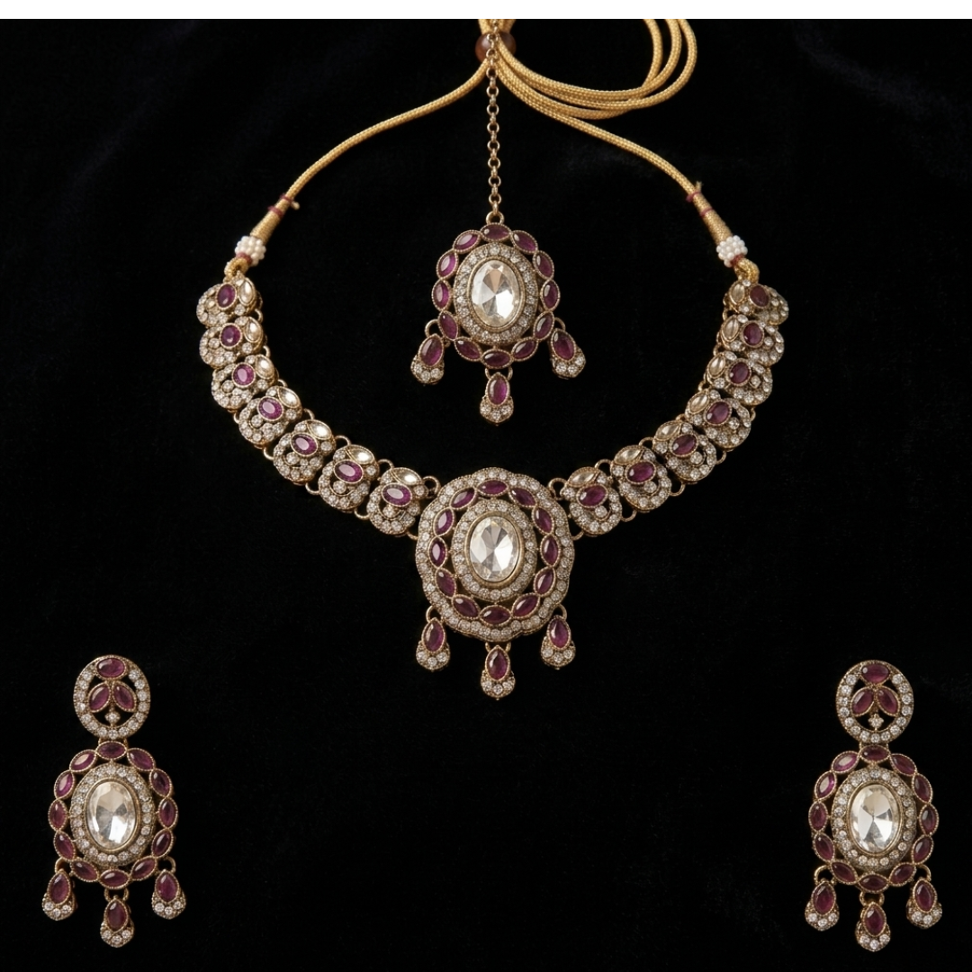Wine Ruby Crystal Designer Jewelry Set
