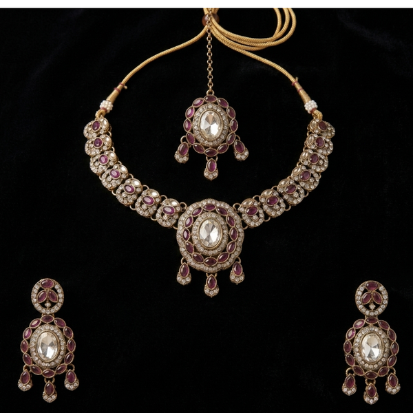 Wine Ruby Crystal Designer Jewelry Set