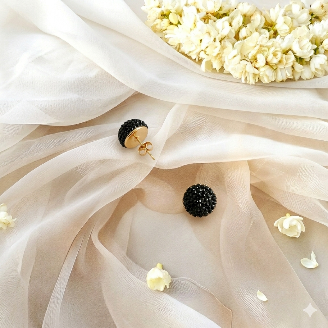 Midnight Elegance Black Beaded Necklace Set