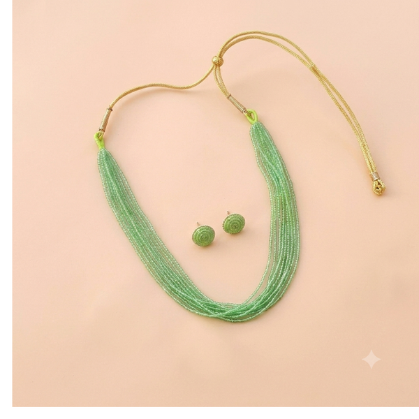 Mint Green Multi-Strand Beaded Necklace &amp; Earring Set