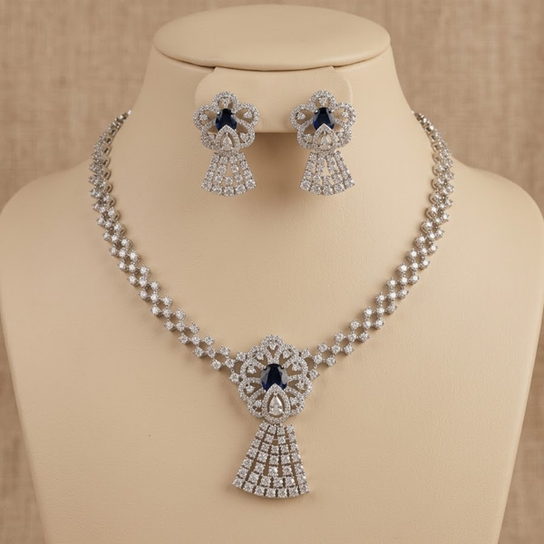 Midnight Sapphire Floral Necklace Set