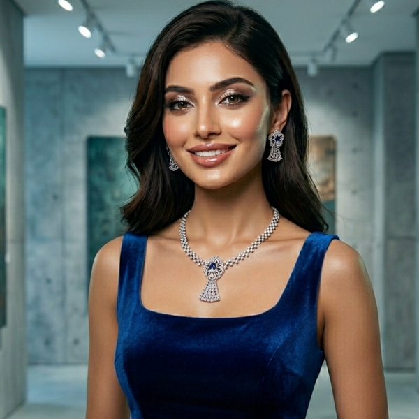 Midnight Sapphire Floral Necklace Set