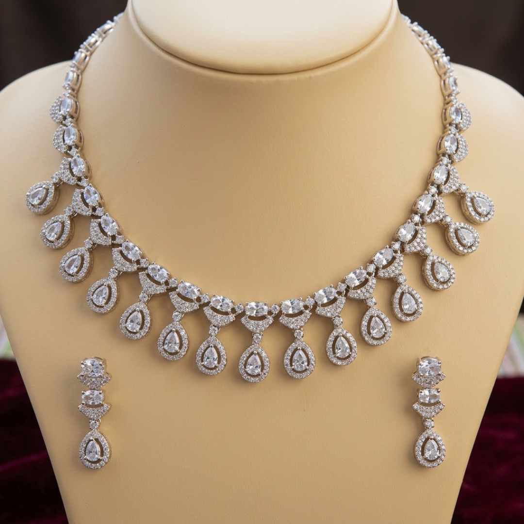 Royal Teardrop Crystal Necklace set