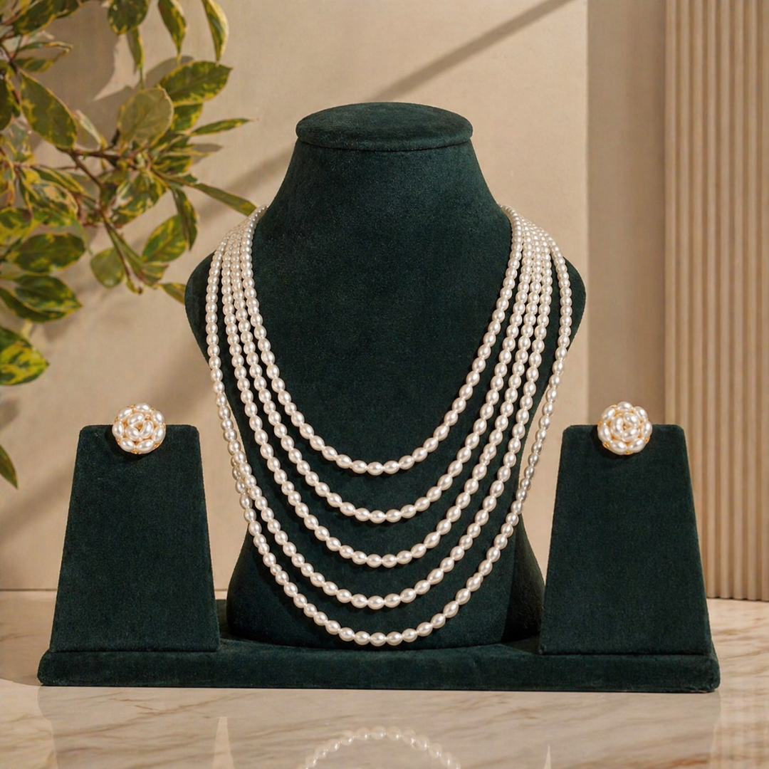 Elegant Multi-Layer Pearl Necklace Set