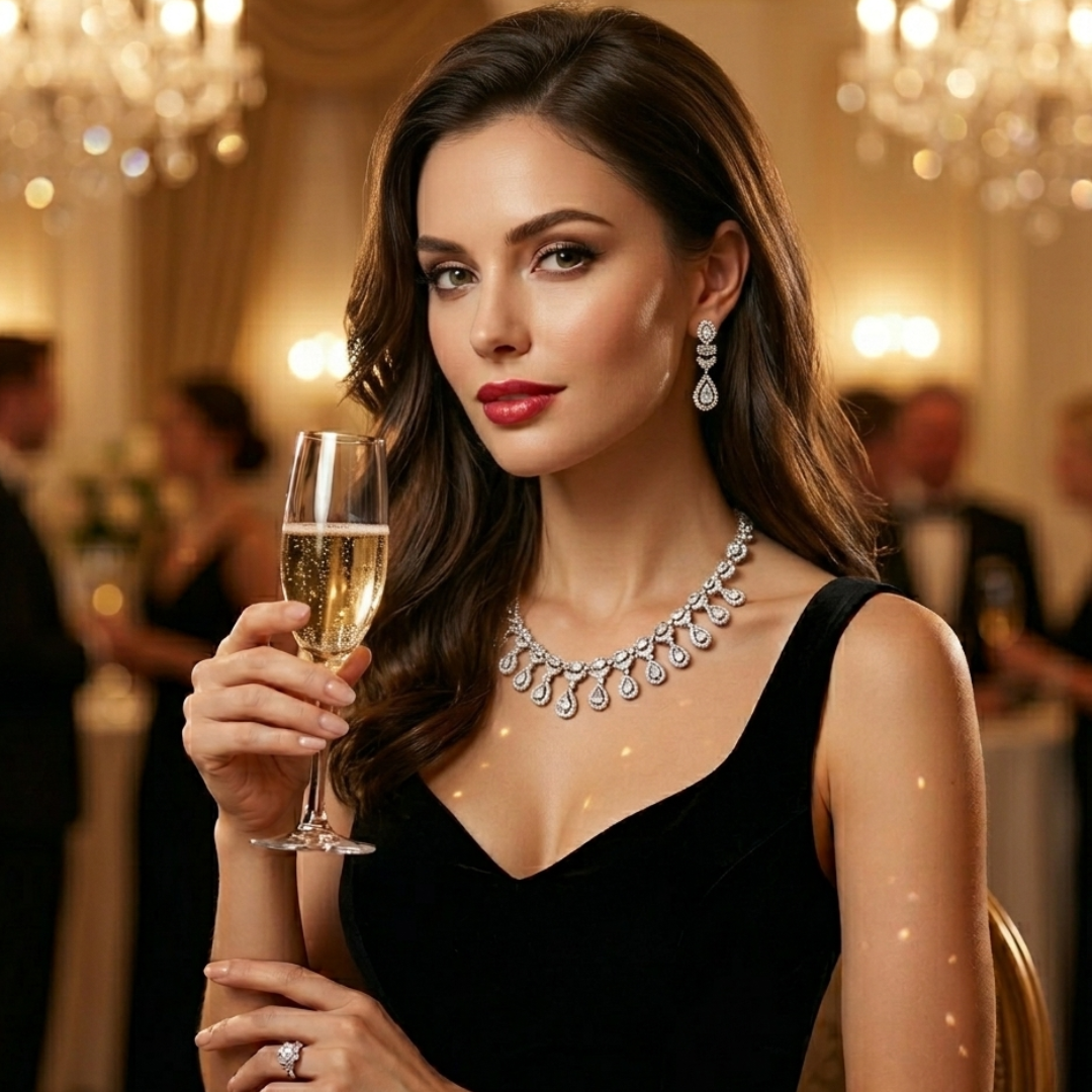 Royal Teardrop Crystal Necklace set