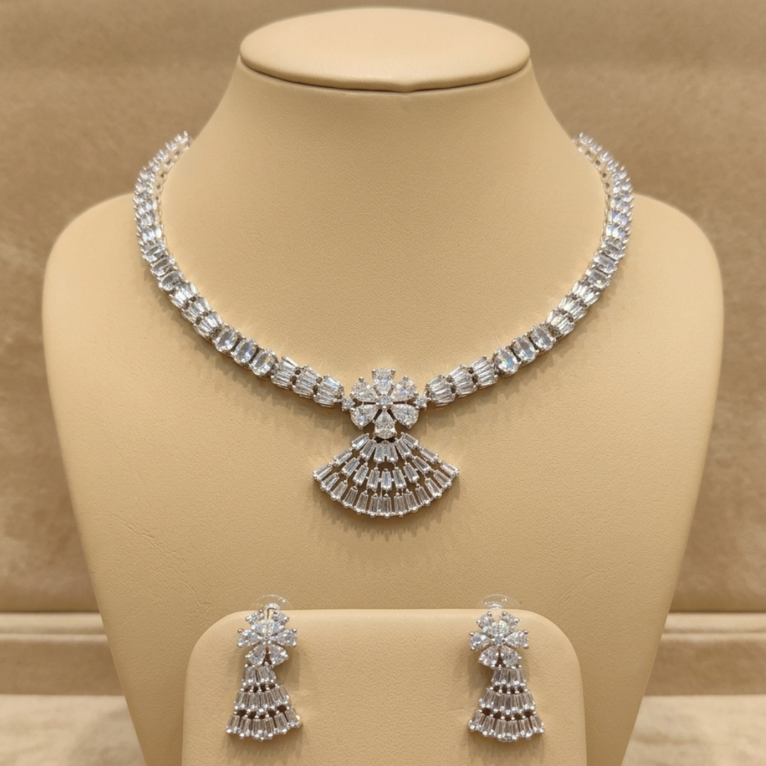 Crystal Bloom Designer Necklace Set