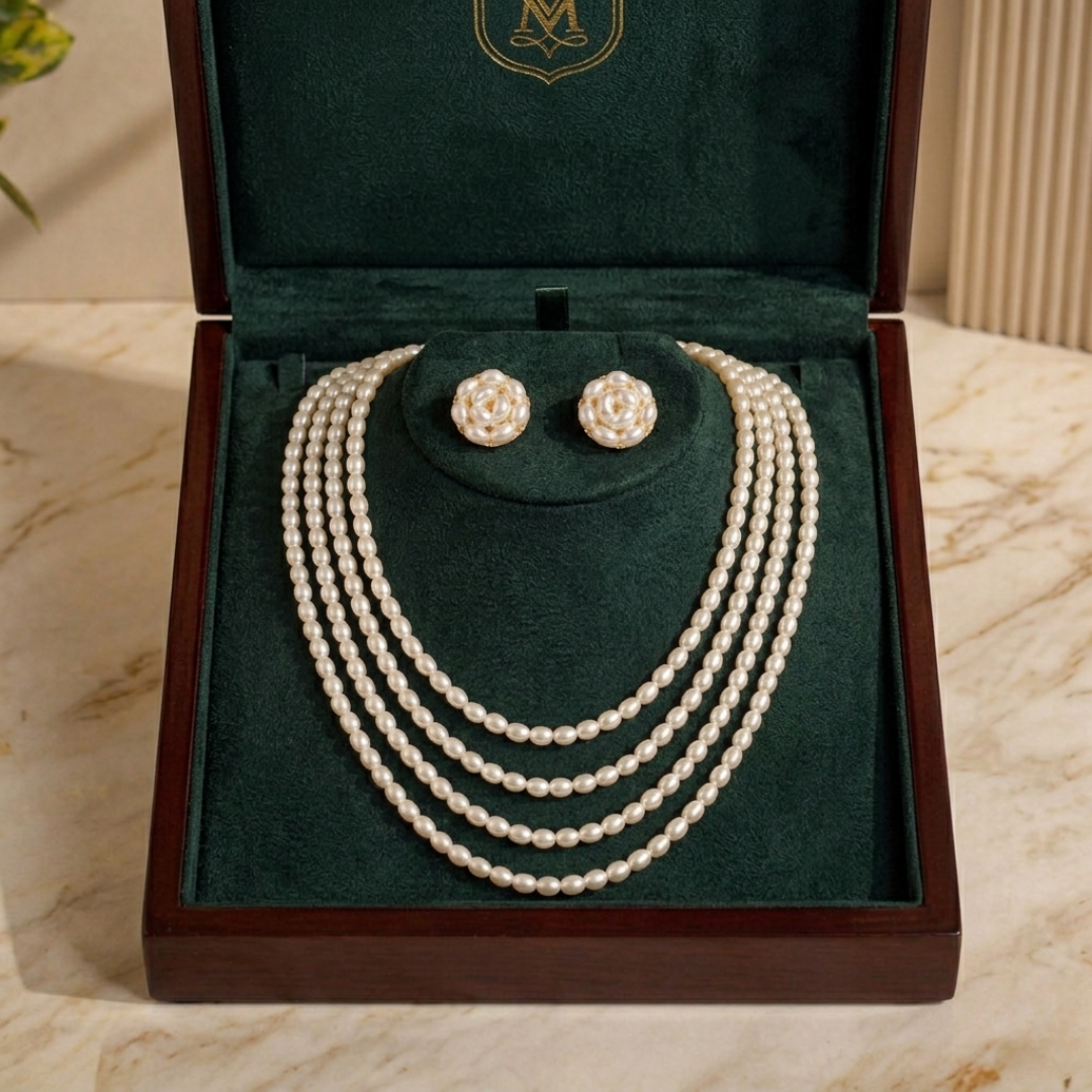 Elegant Multi-Layer Pearl Necklace Set