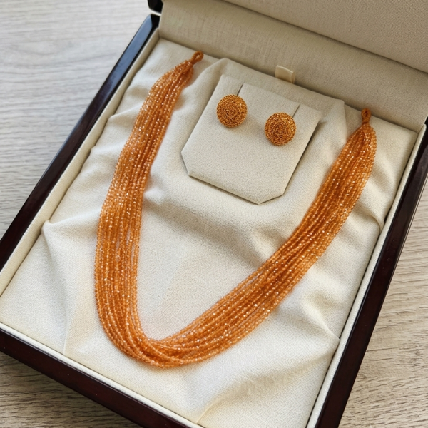 Sunset Glow Multi-Layer Beaded Necklace Set