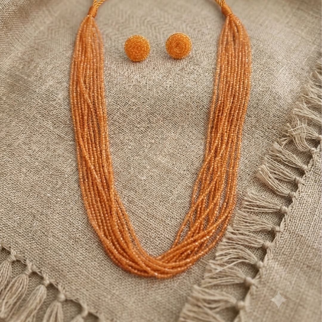 Sunset Glow Multi-Layer Beaded Necklace Set