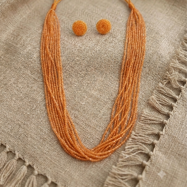 Sunset Glow Multi-Layer Beaded Necklace Set