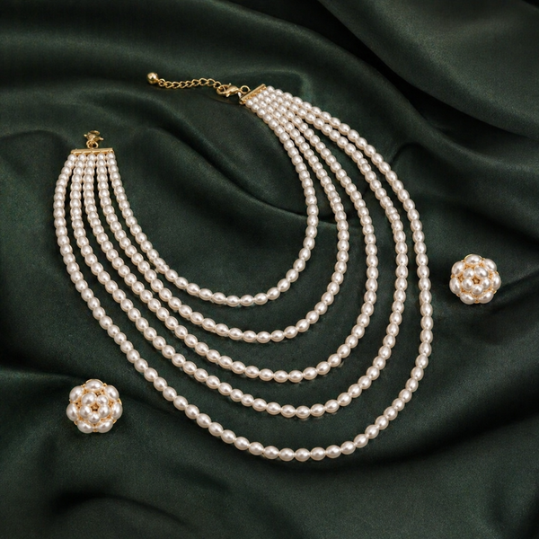 Elegant Multi-Layer Pearl Necklace Set