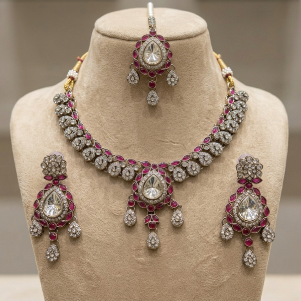 Ruby Crystal Designer Jewelry Set