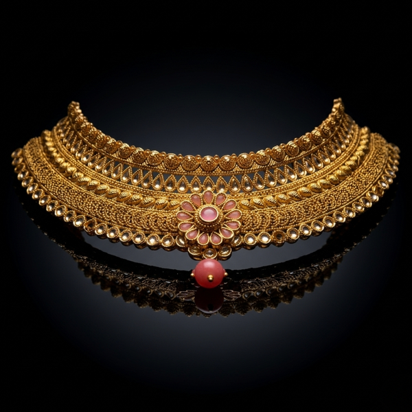 Aahana Floral Kundan Choker Set with Maang Tikka