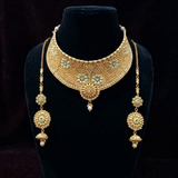 Antique Gold-Plated Mint Meenakari Bridal Choker Set