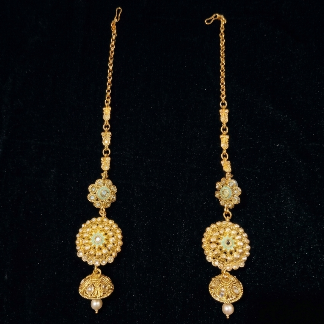 Antique Gold-Plated Mint Meenakari Bridal Choker Set