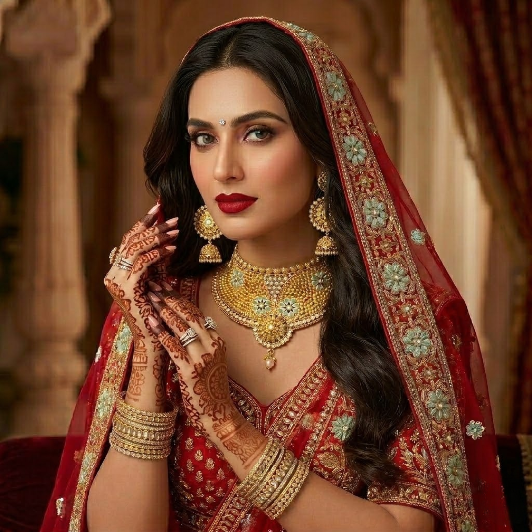 Antique Gold-Plated Mint Meenakari Bridal Choker Set