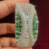 Empress Emerald & Diamond Zirconia Statement Kada Bracelet