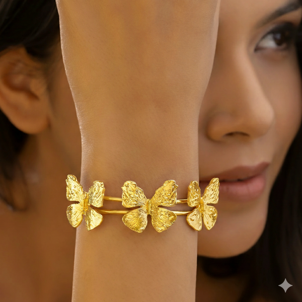 Golden Butterfly Bangle Bracelet