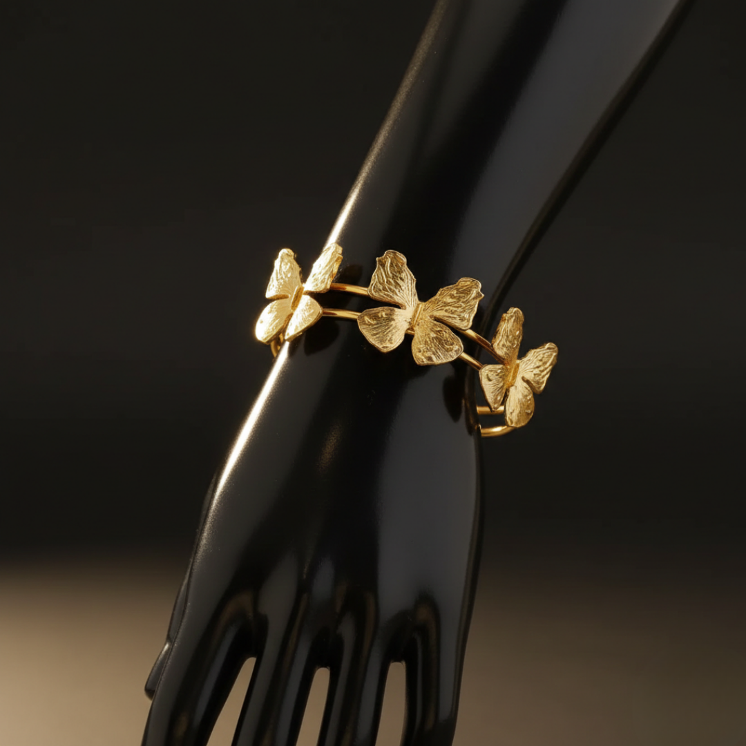 Golden Butterfly Bangle Bracelet