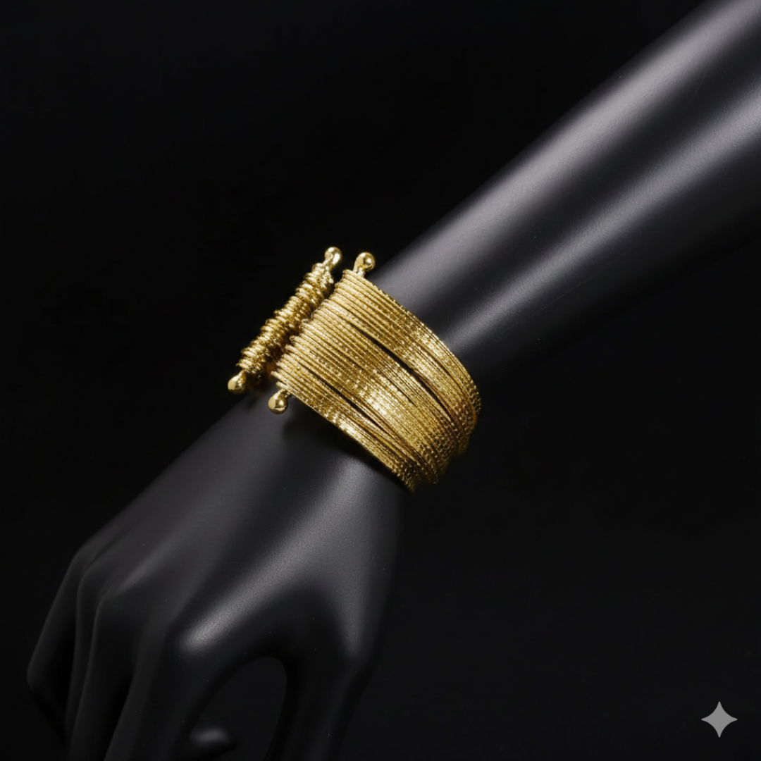 Radiant Weave Gold Cuff Bracelet