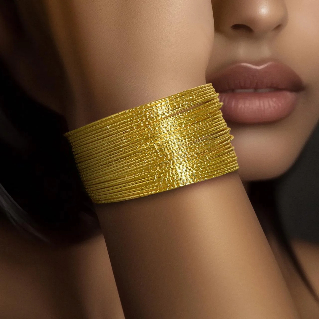 Radiant Weave Gold Cuff Bracelet