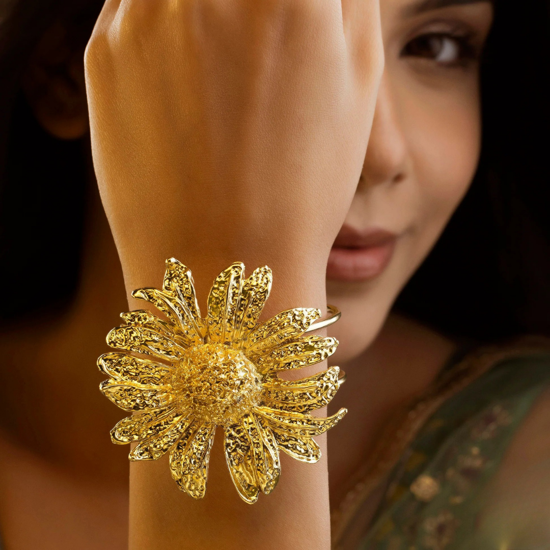 Golden Bloom Statement Bracelet