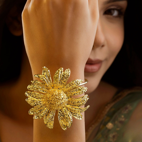 Golden Bloom Statement Bracelet