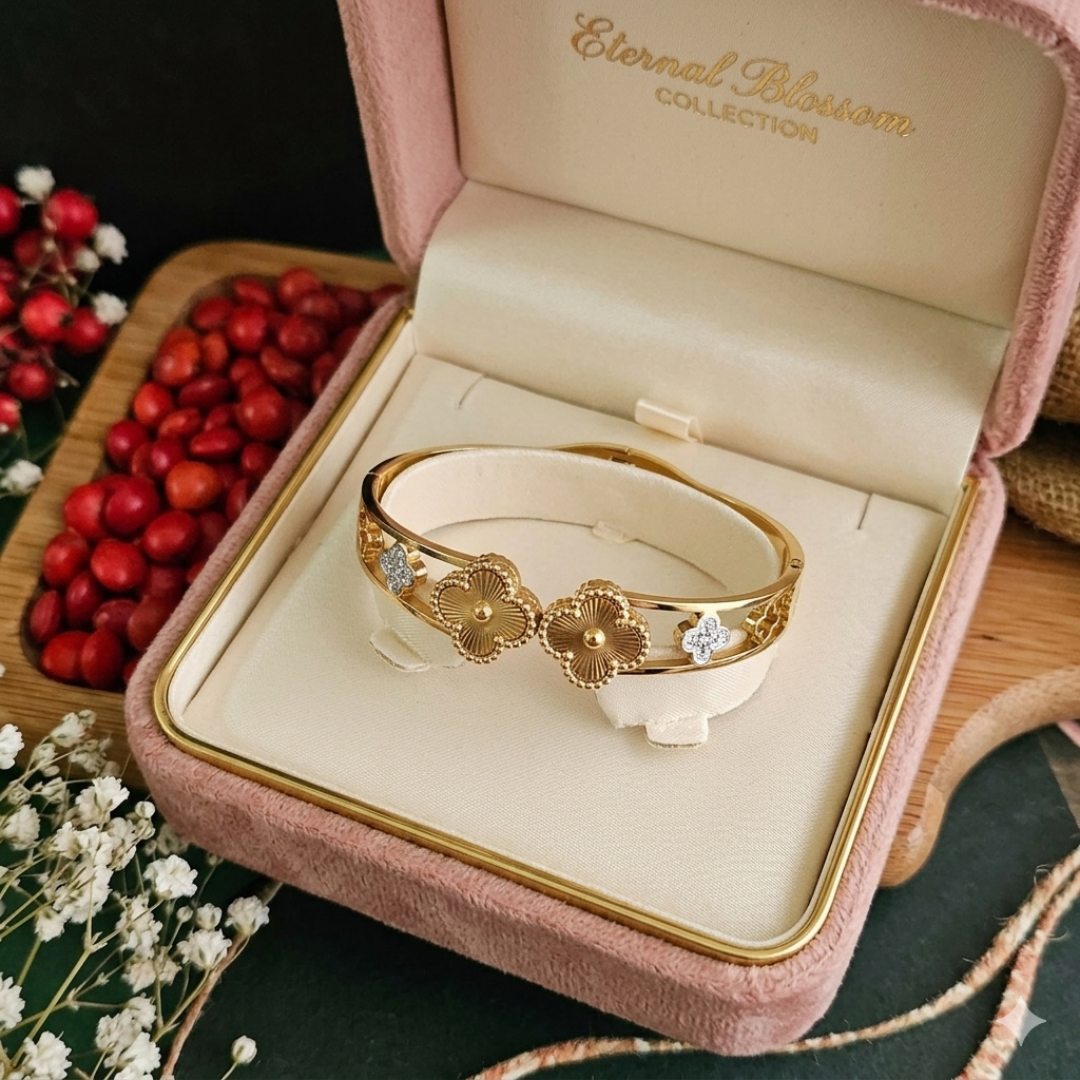 Eternal Blossom Clover Bangle Bracelet