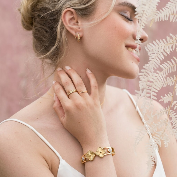 Eternal Blossom Clover Bangle Bracelet