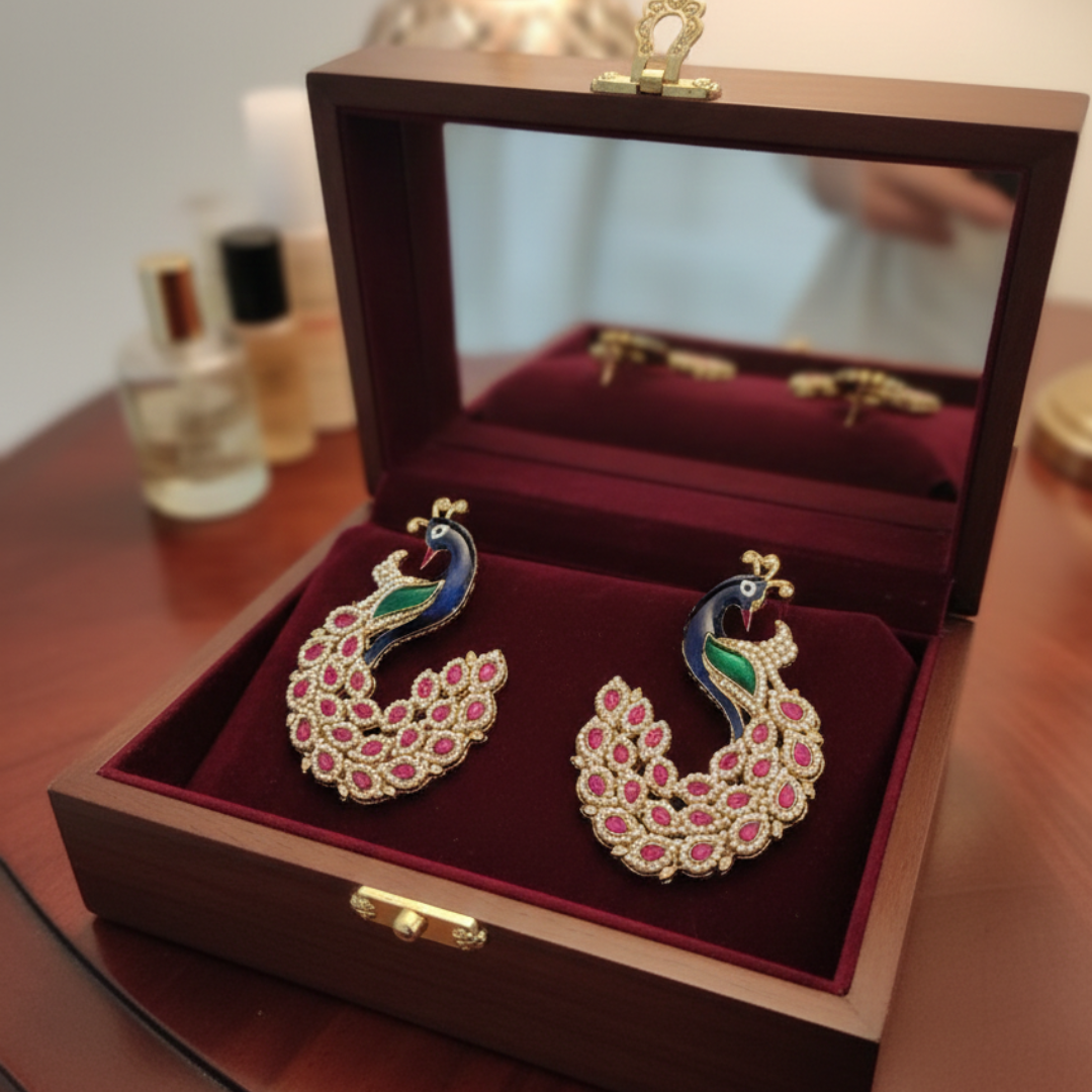 Royal Peacock Pearl Earrings