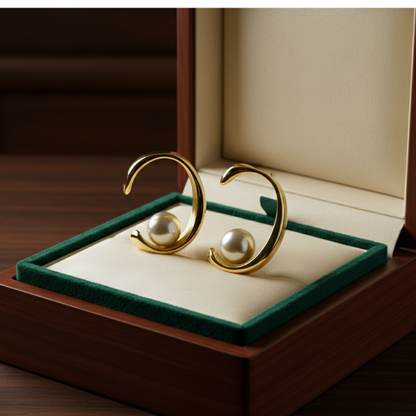Elegant Gold Pearl Hoop Earrings
