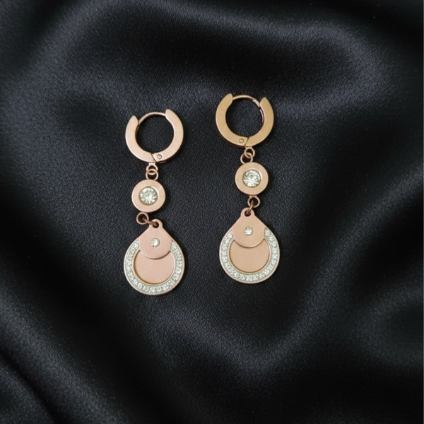 Rose Gold Halo Drop Earrings