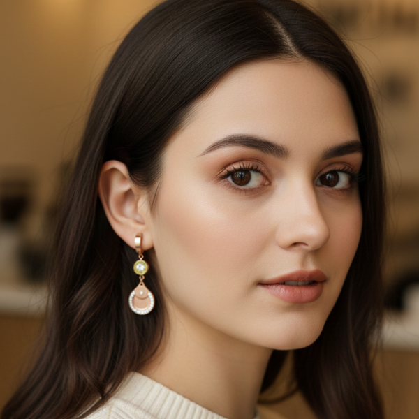 Rose Gold Halo Drop Earrings