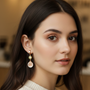 Rose Gold Halo Drop Earrings