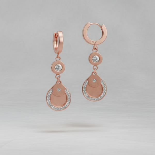 Rose Gold Halo Drop Earrings