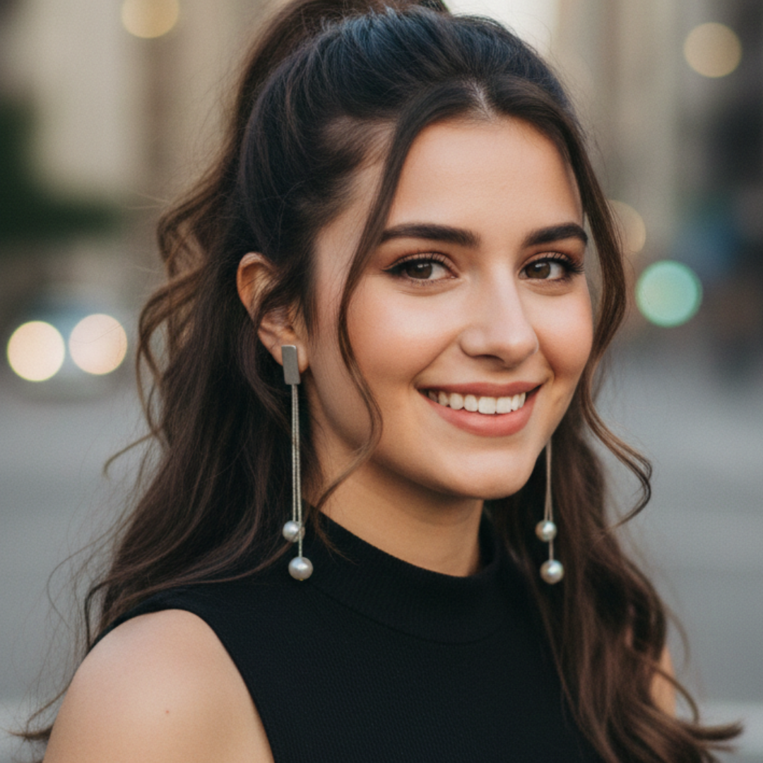 Pearl Drop Chain Earrings