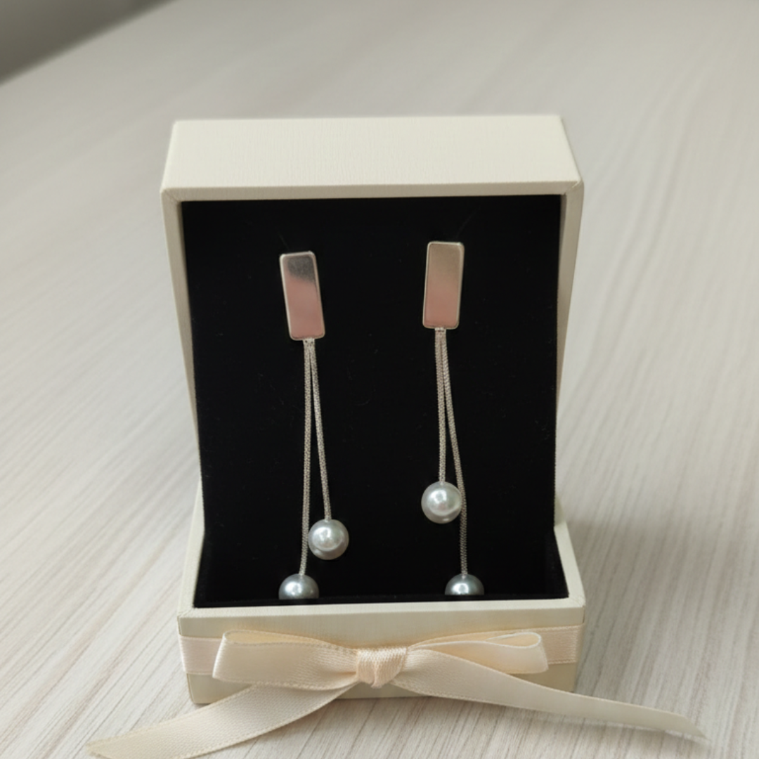 Pearl Drop Chain Earrings