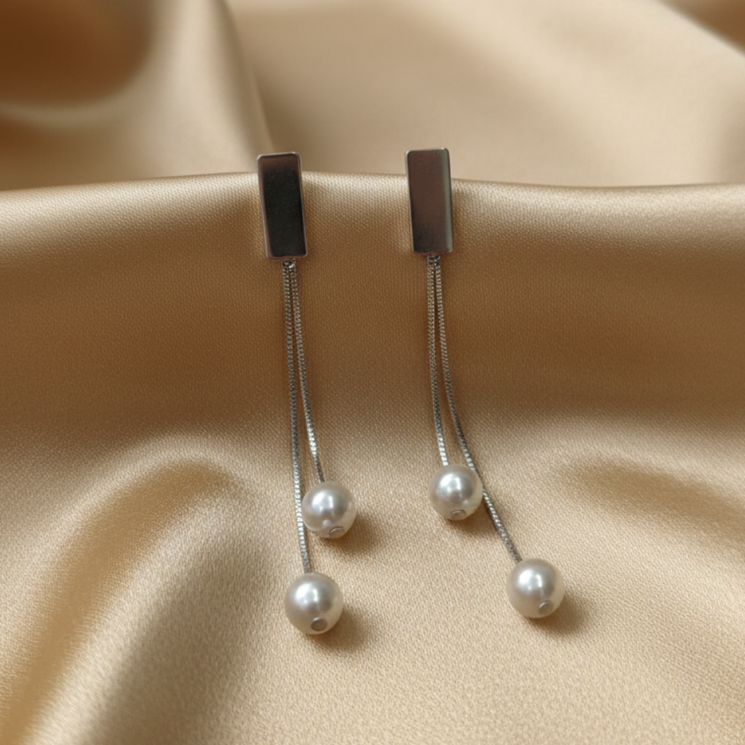 Pearl Drop Chain Earrings