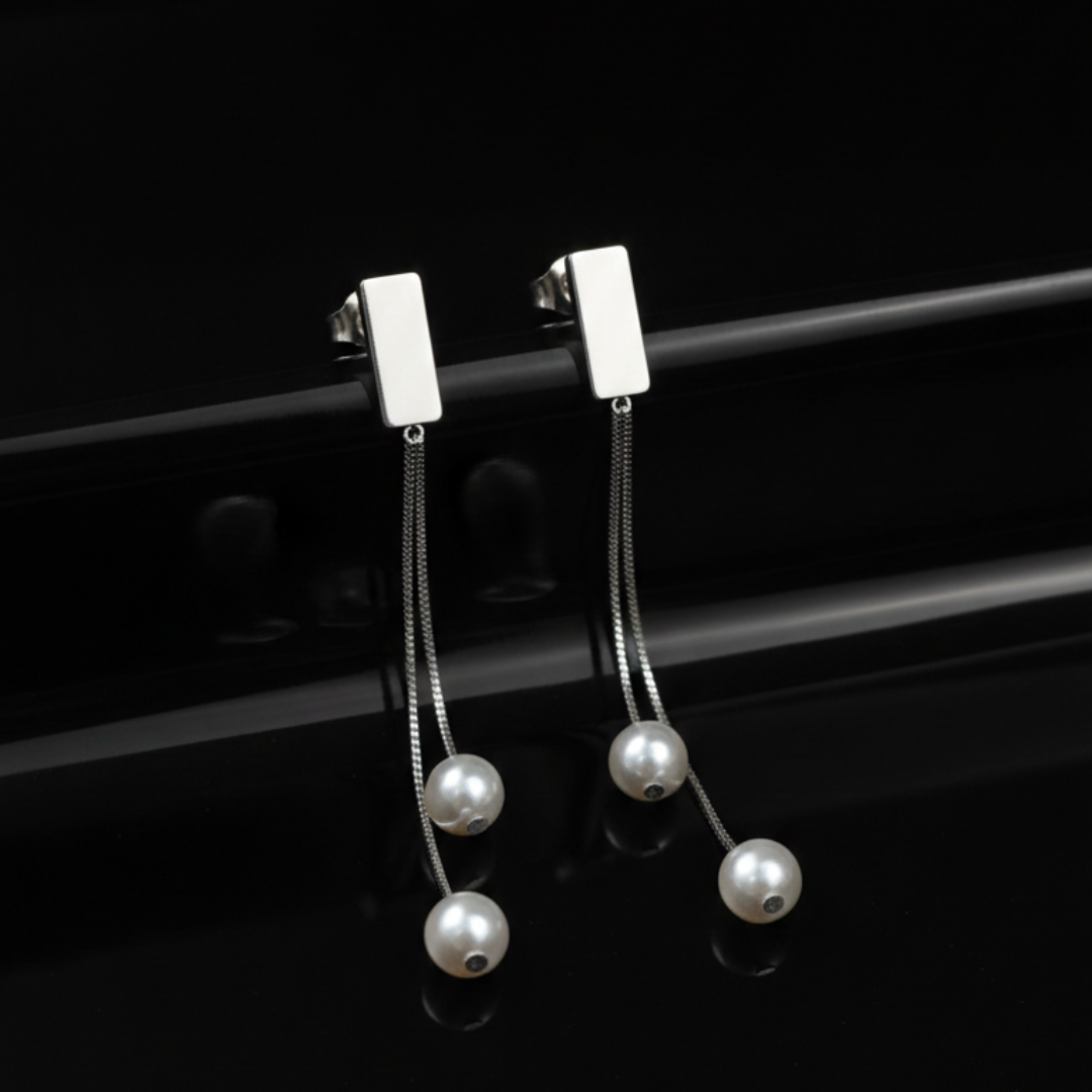 Pearl Drop Chain Earrings