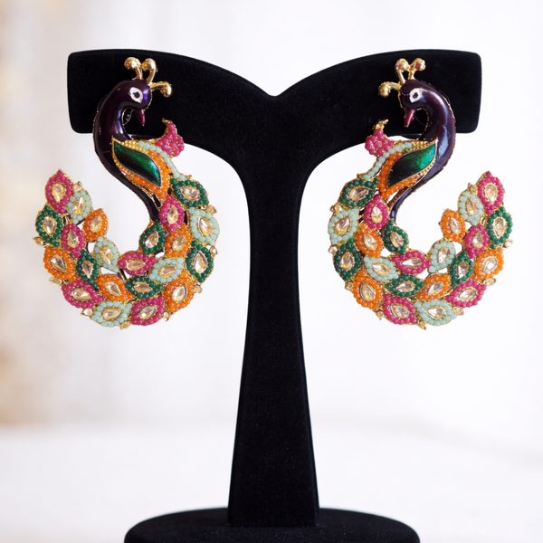 Elegant Peacock Multicolor Stone Earrings