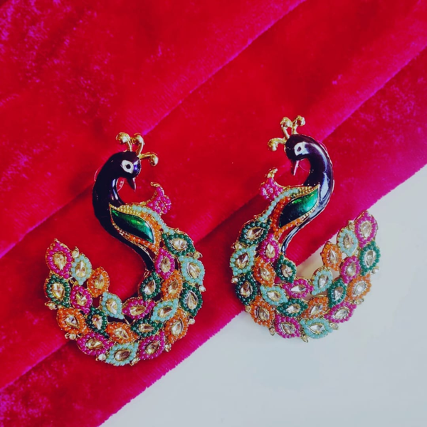 Elegant Peacock Multicolor Stone Earrings