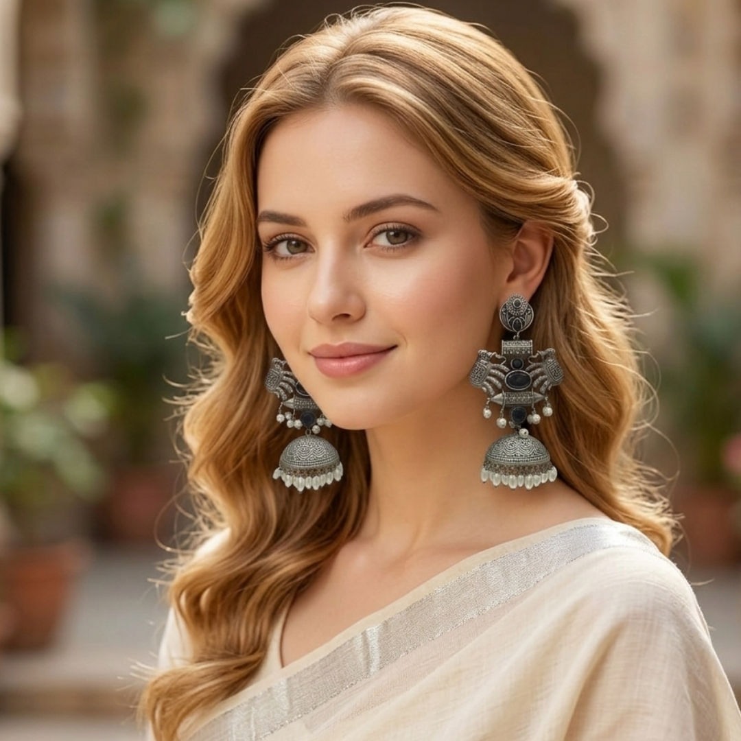 Vintage Noir Elephant Jhumkas