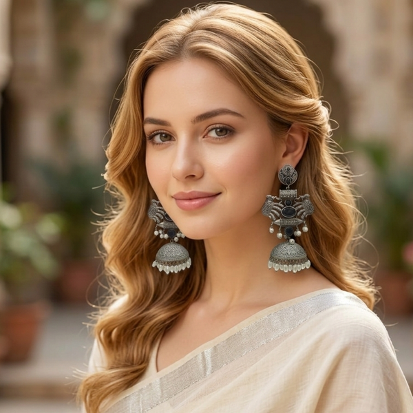 Vintage Noir Elephant Jhumkas