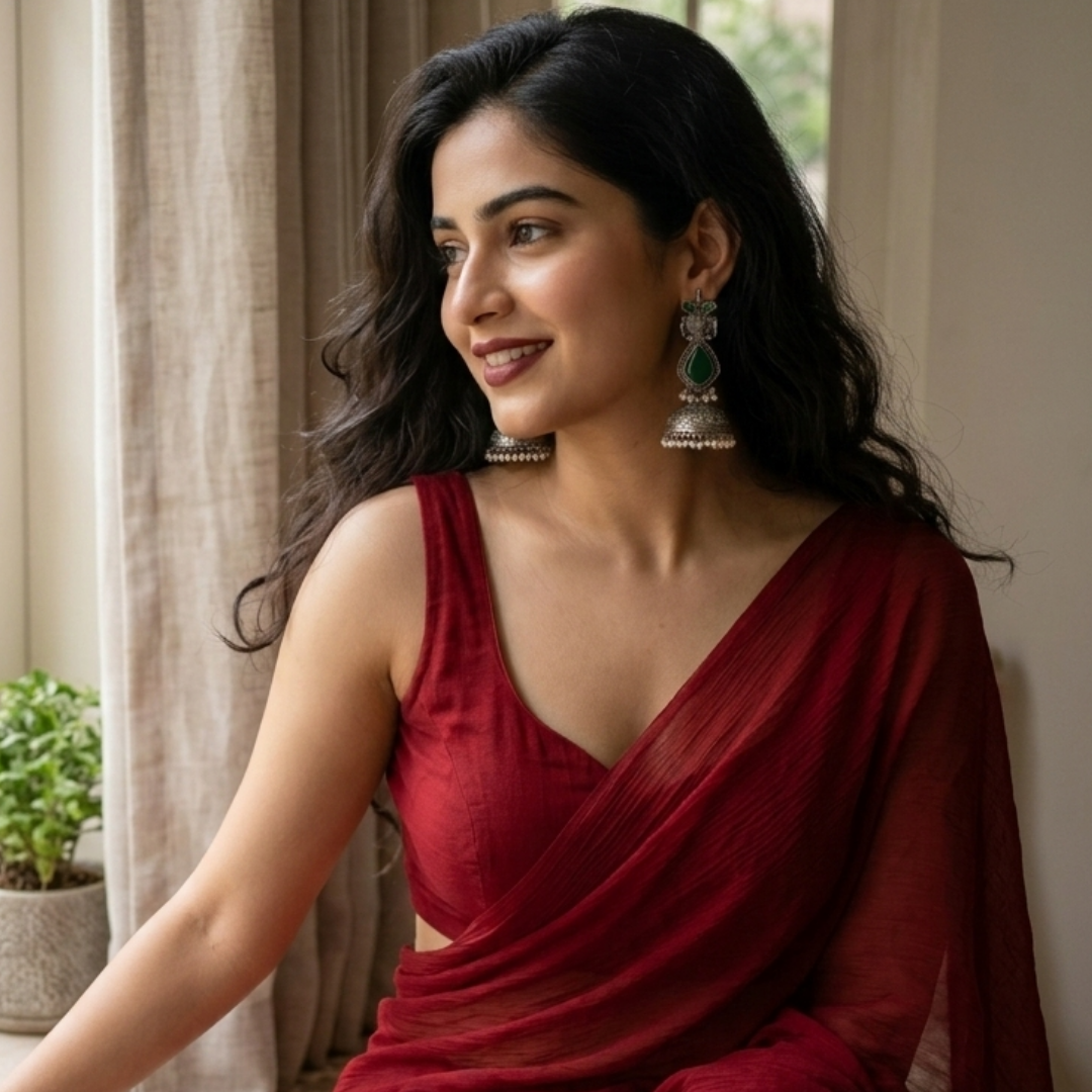 Forest Bloom Oxidized Jhumka Earrings