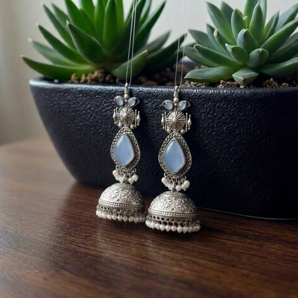 Elegant Blue Moonstone Jhumka