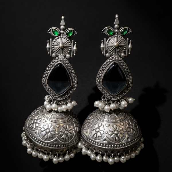 Onyx & Emerald Statement Earrings