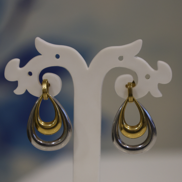 Dual-Tone Sculptural Teardrop Earrings