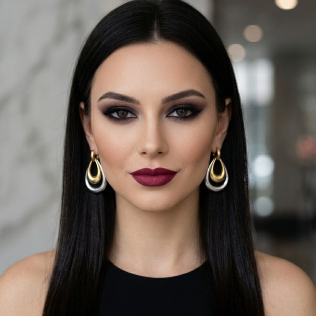 Dual-Tone Sculptural Teardrop Earrings