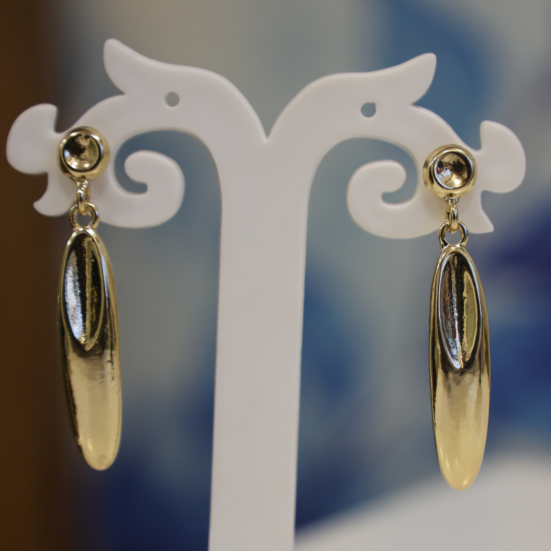 Polished Gold Elongated Drop Earrings